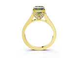 Yellow gold Fancy Green Princess  Brilliant Cut Diamond Engagement Ring with Pavé Band and Four-Prong Setting_32