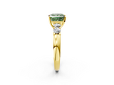 Yellow gold Fancy Green Princess  Brilliant Cut Diamond Five-Stone Prong Set Engagement Ring with Channel Band_2