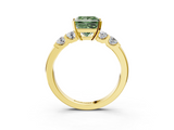 Yellow gold Fancy Green Princess  Brilliant Cut Diamond Five-Stone Prong Set Engagement Ring with Channel Band_3