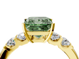 Yellow gold Fancy Green Princess  Brilliant Cut Diamond Five-Stone Prong Set Engagement Ring with Channel Band_4