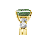 Yellow gold Fancy Green Princess  Brilliant Cut Diamond Five-Stone Prong Set Engagement Ring with Channel Band_5