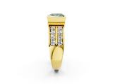 Yellow gold Fancy Green Princess  Brilliant Diamond Channel Set Wide Band Ring with Bezel Setting_2
