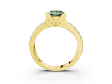 Yellow gold Fancy Green Princess  Brilliant Diamond Channel Set Wide Band Ring with Bezel Setting_3
