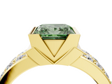 Yellow gold Fancy Green Princess  Brilliant Diamond Channel Set Wide Band Ring with Bezel Setting_4