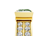 Yellow gold Fancy Green Princess  Brilliant Diamond Channel Set Wide Band Ring with Bezel Setting_5
