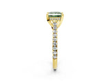 Yellow gold Fancy Green Princess  Brilliant Diamond Solitaire with Pavé Band and Four-Prong Setting 2