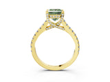 Yellow gold Fancy Green Princess  Brilliant Diamond Solitaire with Pavé Band and Four-Prong Setting 3