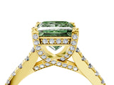 Yellow gold Fancy Green Princess  Brilliant Diamond Solitaire with Pavé Band and Four-Prong Setting 4