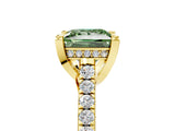 Yellow gold Fancy Green Princess  Brilliant Diamond Solitaire with Pavé Band and Four-Prong Setting 5