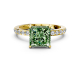 Yellow gold Fancy Green Princess  Brilliant Pavé Band Solitaire with Four-Prong Setting_17