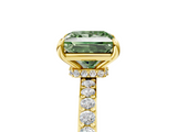 Yellow gold Fancy Green Princess  Brilliant Pavé Band Solitaire with Four-Prong Setting_22