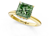 Yellow gold Fancy Green Princess  Brilliant Solitaire Engagement Ring with Six-Prong Setting and Classic Band_1