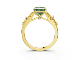 Yellow gold Fancy Green Princess  Brilliant Solitaire with Leaf Motif Band and Four-Prong Setting_38