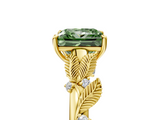 Yellow gold Fancy Green Princess  Brilliant Solitaire with Leaf Motif Band and Four-Prong Setting_40