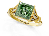 Yellow gold Fancy Green Princess  Brilliant Solitaire with Pave Band and Four-Prong Setting_1