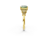 Yellow gold Fancy Green Princess  Brilliant Solitaire with Pave Band and Four-Prong Setting_2