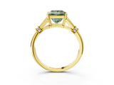 Yellow gold Fancy Green Princess  Brilliant Solitaire with Pave Band and Four-Prong Setting_3