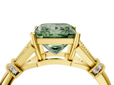 Yellow gold Fancy Green Princess  Brilliant Solitaire with Pave Band and Four-Prong Setting_4