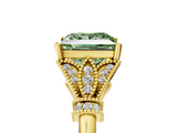 Yellow gold Fancy Green Princess  Brilliant Solitaire with Pave Band and Four-Prong Setting_5