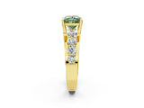 Yellow gold Fancy Green Princess  Brilliant Solitaire with Side Stones on a Pave Band and Four-Prong Setting_26