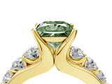 Yellow gold Fancy Green Princess  Brilliant Solitaire with Side Stones on a Pave Band and Four-Prong Setting_28
