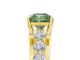 Yellow gold Fancy Green Princess  Brilliant Solitaire with Side Stones on a Pave Band and Four-Prong Setting_29