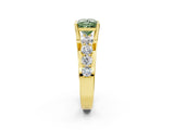 Yellow gold Fancy Green Princess  Brilliant Solitaire with Side Stones on a Pave Band and Four-Prong Setting_32