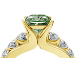 Yellow gold Fancy Green Princess  Brilliant Solitaire with Side Stones on a Pave Band and Four-Prong Setting_34