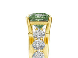 Yellow gold Fancy Green Princess  Brilliant Solitaire with Side Stones on a Pave Band and Four-Prong Setting_35