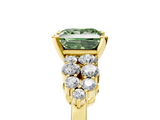 Yellow gold Fancy Green Princess  Cluster Diamond Engagement Ring with Pavé Band and Four-Prong Setting_5
