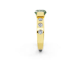 Yellow gold Fancy Green Princess Cut Brilliant Channel-Set Diamond Ring with Bezel Prong Setting_2