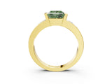 Yellow gold Fancy Green Princess Cut Brilliant Channel-Set Diamond Ring with Bezel Prong Setting_3