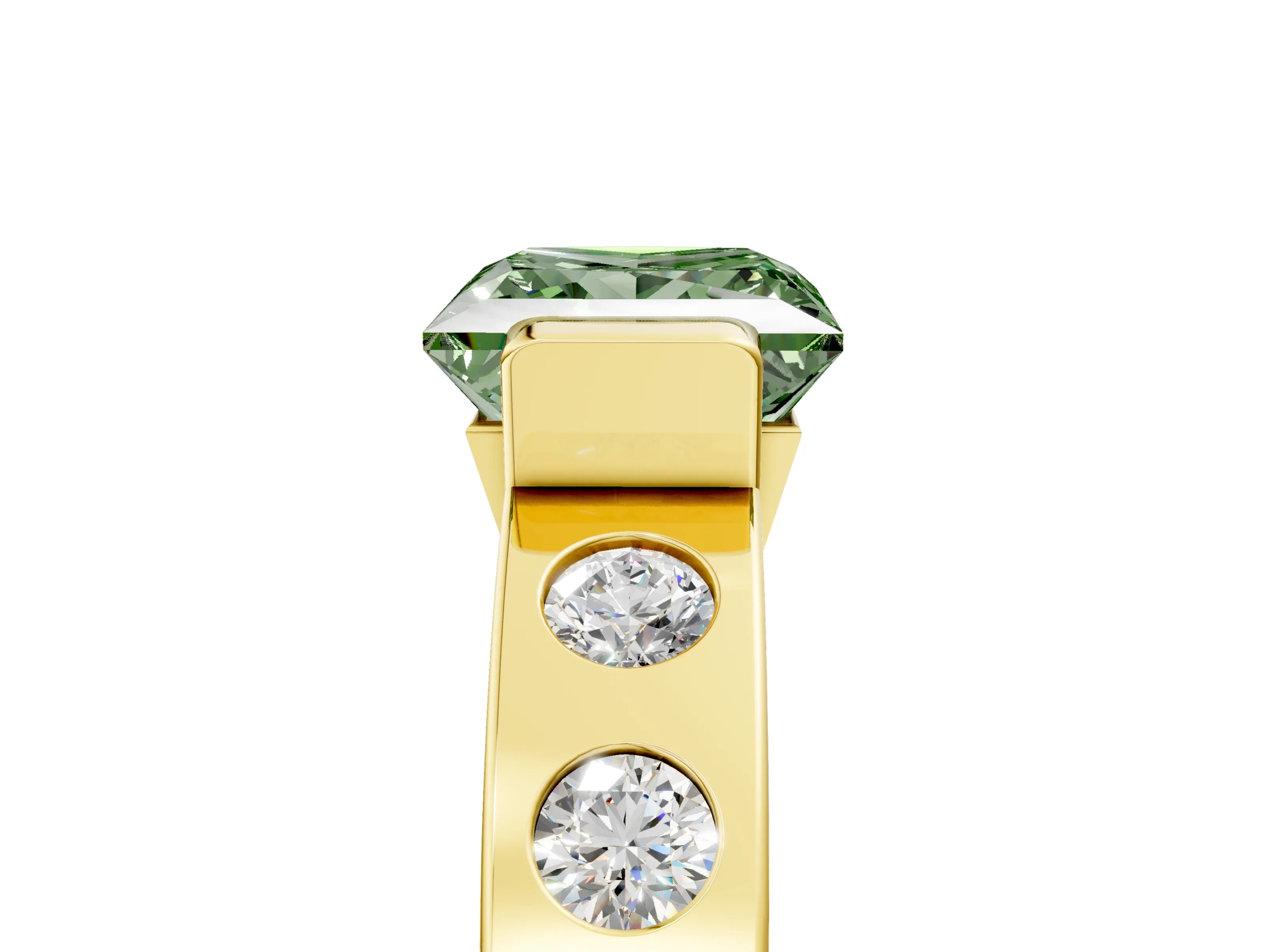 Yellow gold Fancy Green Princess Cut Brilliant Channel-Set Diamond Ring with Bezel Prong Setting_5