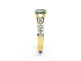 Yellow gold Fancy Green Princess Cut Brilliant Diamond Pavé Band with Six-Prong Setting_2