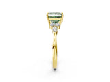 Yellow gold Fancy Green Princess Cut Brilliant Diamond Solitaire Ring with Pear Side Stones and Four-Prong Setting_5