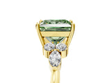 Yellow gold Fancy Green Princess Cut Brilliant Diamond Solitaire Ring with Pear Side Stones and Four-Prong Setting_8