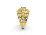 Yellow gold Fancy Green Princess Cut Brilliant Halo Pave Diamond Milgrain Ring_2