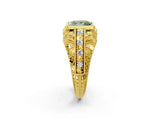 Yellow gold Fancy Green Princess Cut Brilliant Milgrain Filigree Diamond Ring with Square Prong Setting_2