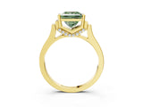 Yellow gold Fancy Green Princess Cut Brilliant Solitaire Diamond Ring with Channel Set Band and Bar Prong Setting_3