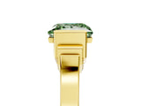 Yellow gold Fancy Green Princess Cut Brilliant Solitaire Diamond Ring with Channel Set Band and Bar Prong Setting_5