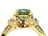 Yellow gold Fancy Green Princess Cut Brilliant Three-Stone Diamond Ring with Pavé Band and Four-Prong Setting_19