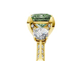 Yellow gold Fancy Green Princess Cut Brilliant Three-Stone Diamond Ring with Pavé Band and Four-Prong Setting_20