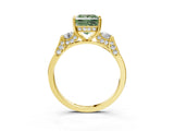 Yellow gold Fancy Green Princess Cut Brilliant Three-Stone Pave Band with Four-Prong Setting_3