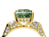 Yellow gold Fancy Green Princess Cut Brilliant Three-Stone Pave Band with Four-Prong Setting_4