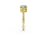 Yellow gold Fancy Green Princess  Cut Cathedral Pave Diamond Engagement Ring with Six-Prong Setting_35