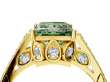 Yellow gold Fancy Green Princess  Cut Cathedral Pave Diamond Engagement Ring with Six-Prong Setting_37