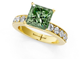 Yellow gold Fancy Green Princess  Cut Channel Set Diamond Engagement Ring with Four-Prong Setting_1