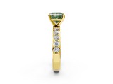 Yellow gold Fancy Green Princess  Cut Channel Set Diamond Engagement Ring with Four-Prong Setting_2