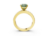 Yellow gold Fancy Green Princess  Cut Channel Set Diamond Engagement Ring with Four-Prong Setting_3