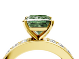 Yellow gold Fancy Green Princess  Cut Channel Set Diamond Engagement Ring with Four-Prong Setting_4